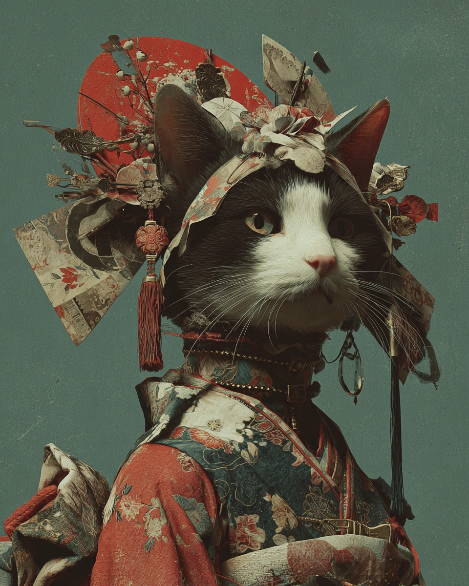 Feline Kimono Elegance