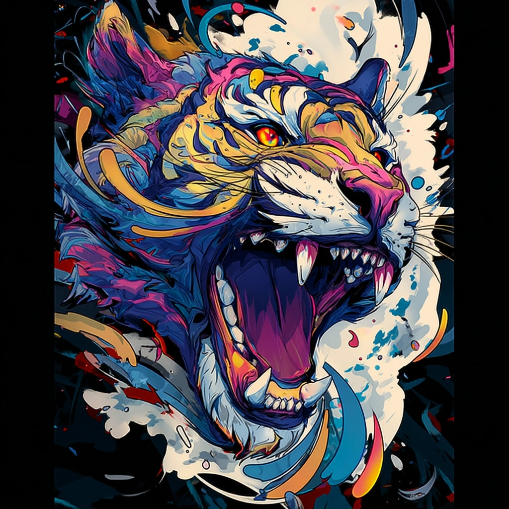 Vibrant Roaring Tiger