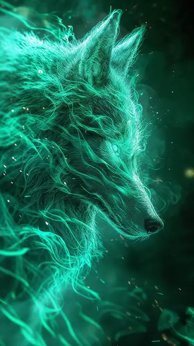 Sói Neon Cosmic - Hình Nền AI Art 4K