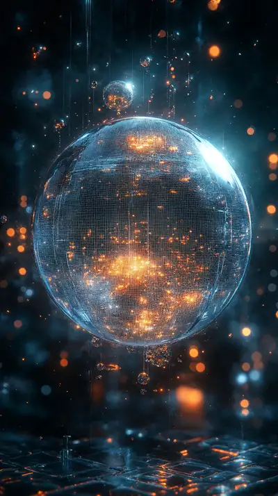 Hình Cầu Digital Neon Cosmic - AI Art 4K