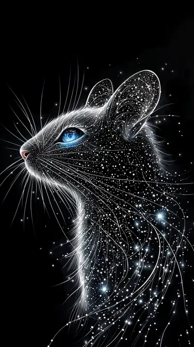 Mèo Cosmic Neon - Hình Nền AI Art 4K