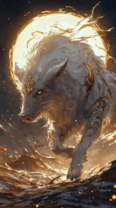 Sư Tử Vàng Huyền Bí - Hình Nền AI Art Cosmic 4K