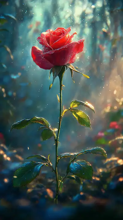 Hoa Hồng Đỏ Thần Kỳ - Hình Nền AI Art 4K