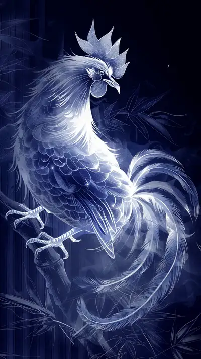 Gà Trống Neon Cosmic - Hình Nền AI Art 4K