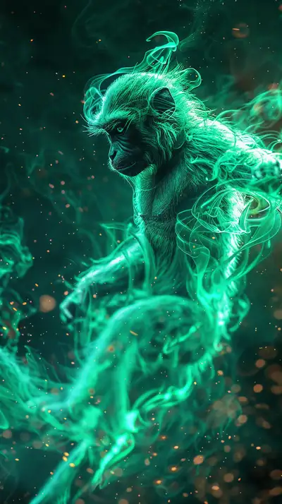 Dê Vàng Neon Phong Thủy - Hình Nền AI Art 4K