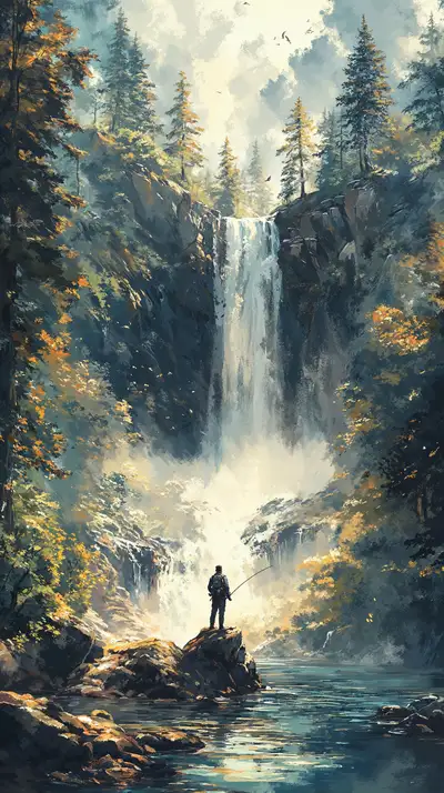 Thác Nước Rừng Xanh - Hình Nền AI Art Phong Cảnh 4K