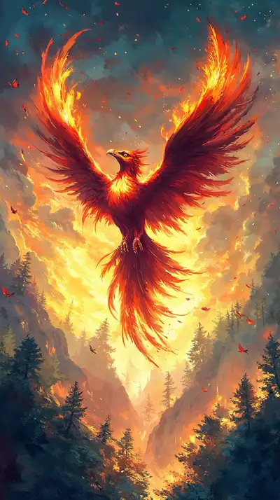 Phượng Hoàng Lửa - Hình Nền AI Art 4K
