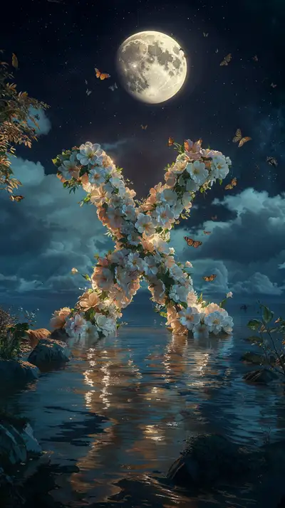 Hình Khối X Huyền Bí - Mặt Trăng Cosmic AI Art 4K