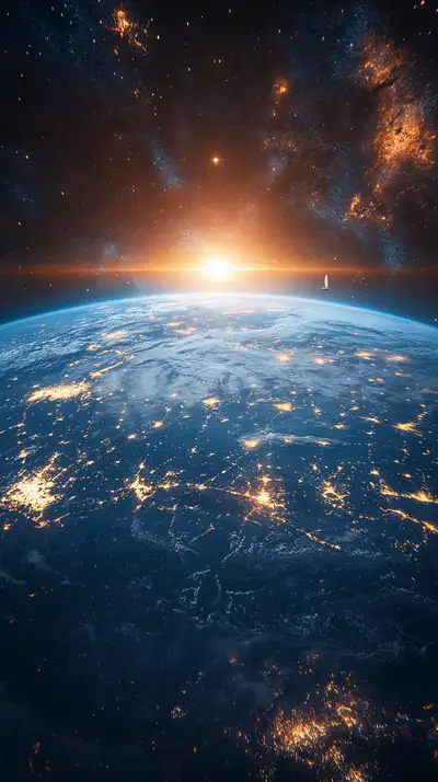 Trái Đất Ánh Bình Minh Cosmic - Hình Nền AI Art 4K