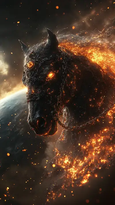 Ngựa Lửa Vũ Trụ - Hình Nền AI Art Cosmic 4K