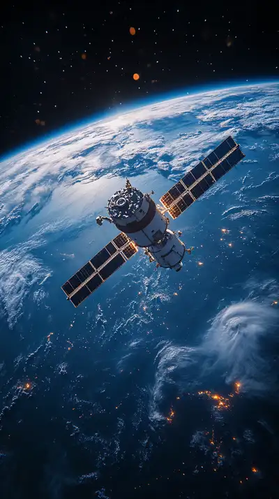 Vệ Tinh Quỹ Đạo Trái Đất - Hình Nền Cosmic AI Art 4K