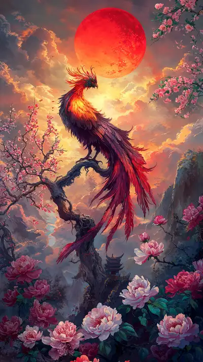 Phượng Hoàng Vàng Phong Thủy - Hình Nền AI Art 4K