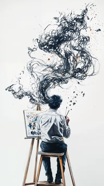 Họa Sĩ Vẽ Tranh Tưởng Tượng - Hình Nền AI Art Trừu Tượng