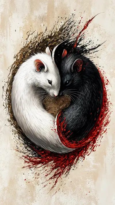 Cú Trắng Đen Yin Yang - Hình Nền AI Art Tình Yêu 4K