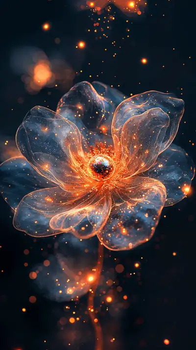 Hoa Neon Cosmic - Hình Nền AI Art Phong Thủy 4K