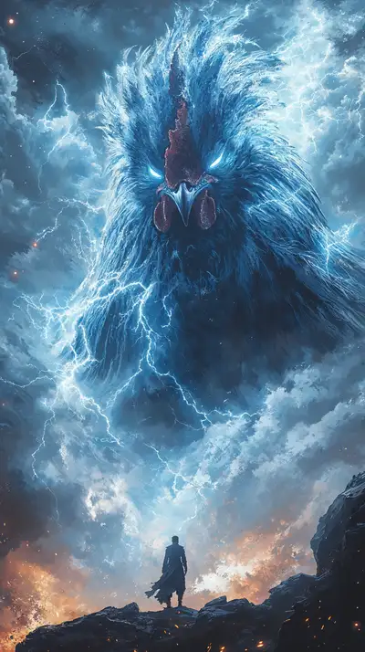 Thần Rồng Cosmic - Hình Nền AI Art Lightning Xanh Lam 4K