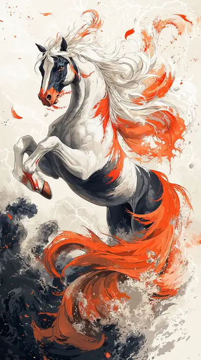 Ngựa Trắng Watercolor - Hình Nền AI Art 4K