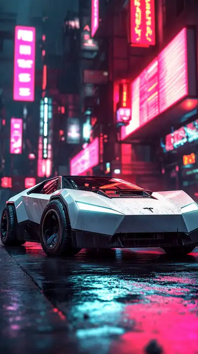 Siêu Xe Cyberpunk Neon - Hình Nền AI Art 4K