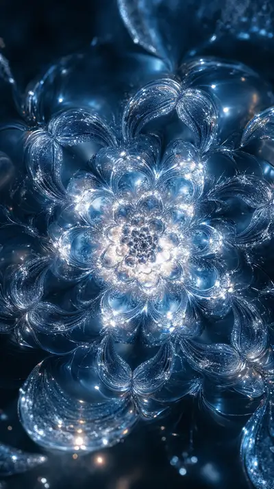 Hoa Loto Digital Teal - Hình Nền AI Art Neon Cosmic 4K