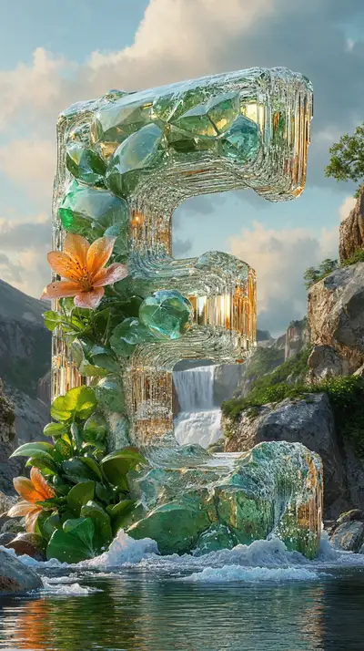 Hình Nền Thiên Nhiên Surreal - Chữ Số 5 AI Art 4K