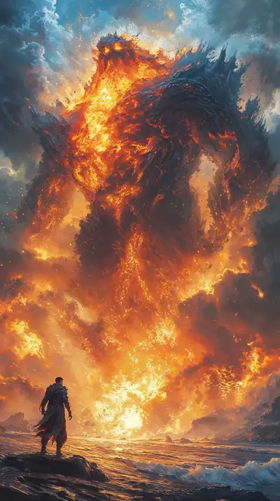 Rồng Lửa Thần Thoại - Hình Nền AI Art 4K Cosmic