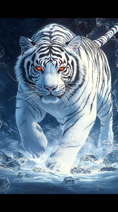 Hổ Trắng Lạnh Lẽo - Hình Nền AI Art 4K