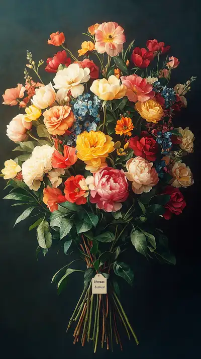 Bó Hoa Rực Rỡ - Tranh Điểm Nhấn Hóm Nhuốm AI Art