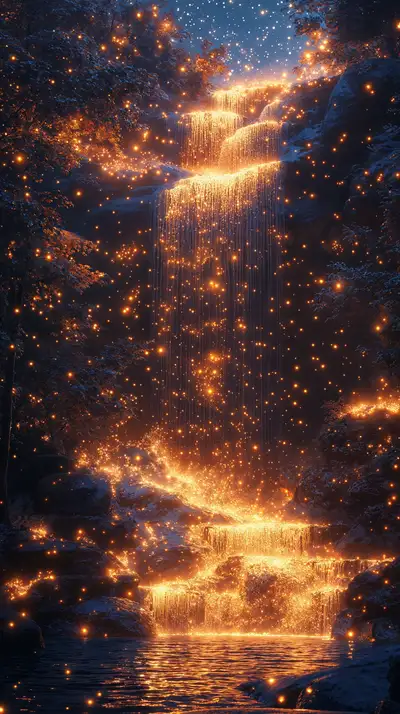 Thác Nước Neon Cosmic - Hình Nền AI Art 4K