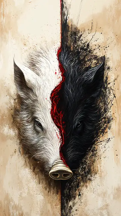 Lợn Âm Dương - Hình Nền AI Art Phong Thủy 4K