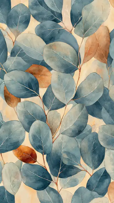Lá Tràm Watercolor Xanh Cam - Hình Nền AI Art 4K