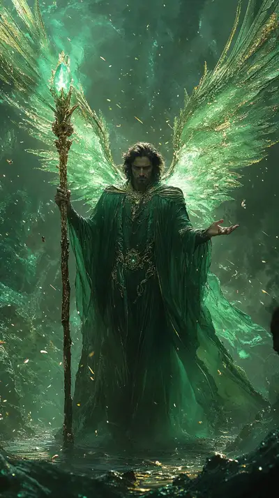 Thiên Thần Xanh Ngọc - Hình Nền Fantasy AI Art 4K