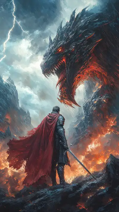 Rồng Thần Chiến Binh - Hình Nền AI Art 4K Epic Fantasy