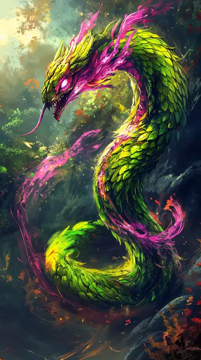 Rồng Neon Phong Thủy - Hình Nền AI Art Cosmic 4K