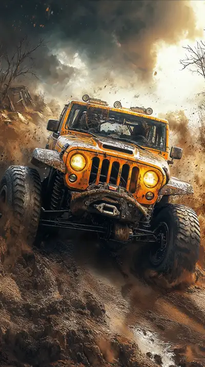 Jeep Off-Road Bụi Bay - Hình Nền AI Art 4K