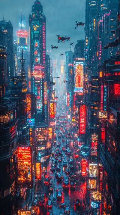 Thành Phố Neon Cyberpunk - Hình Nền AI Art 4K