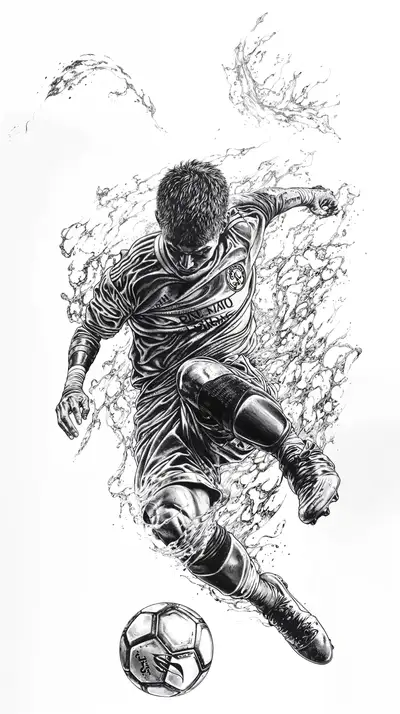 Cầu Thủ Bóng Đá Nổ Tung - Hình Nền AI Art 4K Đơn Sắc