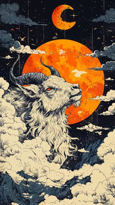 Dê Cosmic Phong Thủy - Hình Nền AI Art Engraving 4K