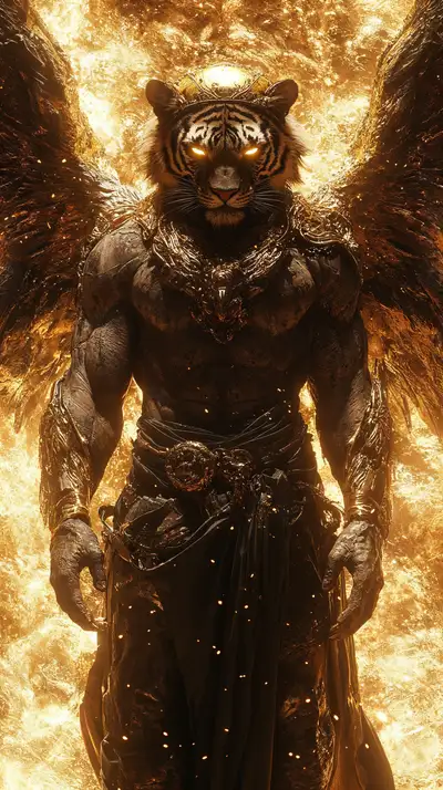 Hổ Vàng Hào Quang - Hình Nền AI Art 4K Thần Thoại