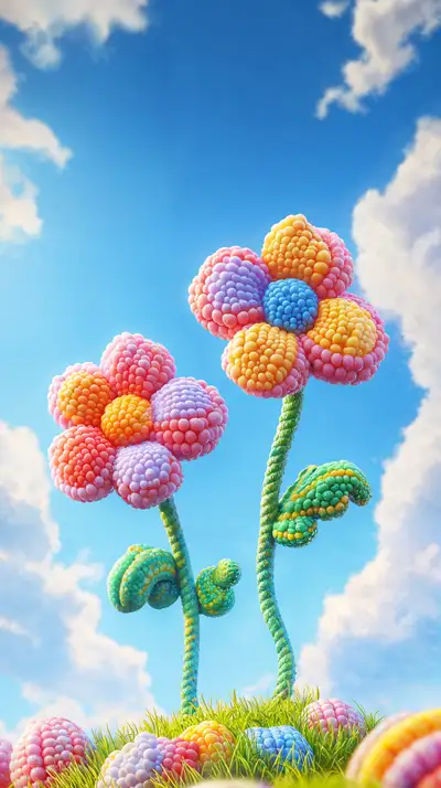 Hoa 3D Rực Rỡ - Hình Nền AI Art Siêu Thực 4K