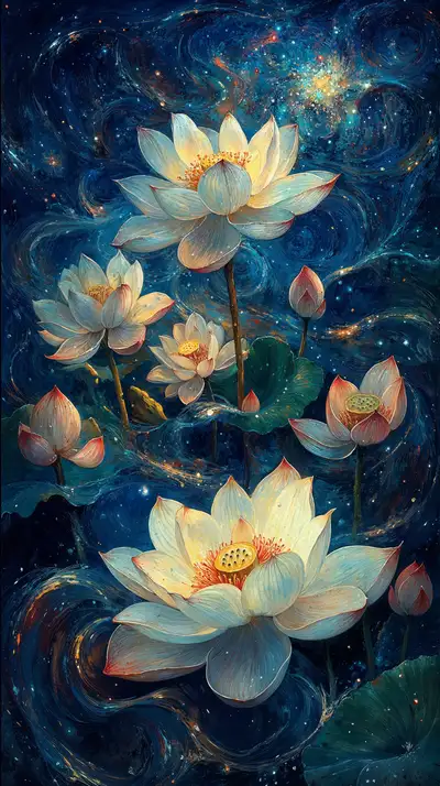 Hoa Sen Vũ Trụ - Hình Nền AI Art Phong Thủy 4K