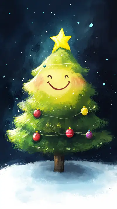 Cây Noel Vui Vẻ - Hình Nền AI Art Lễ Hội 4K