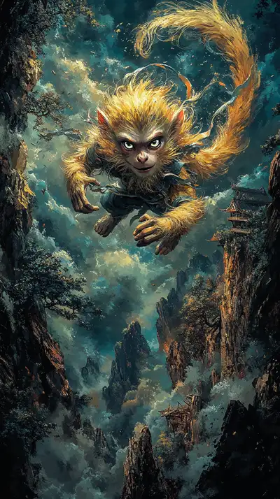 Tôn Ngộ Không Khỉ Vàng - Hình Nền AI Art Thần Thoại 4K