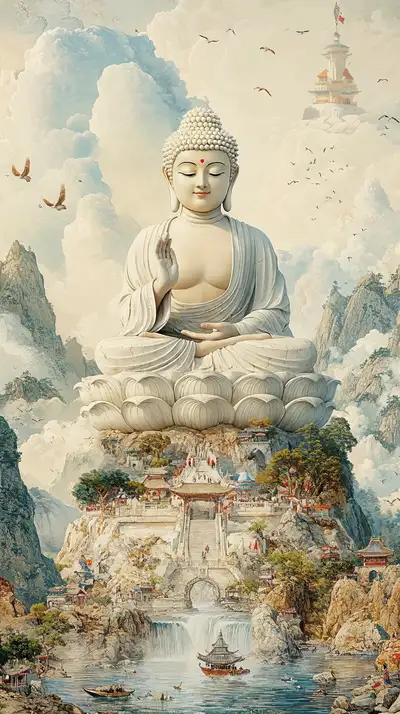 Phật Thích Ca Trên Núi Thiêu Vọng - Hình Nền AI Art 4K