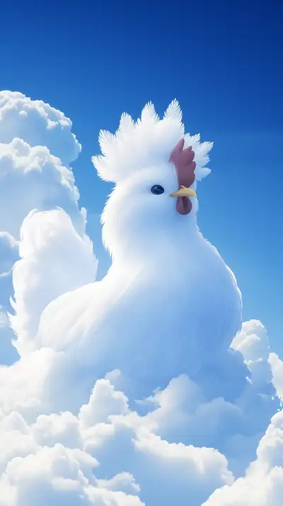 Gà Trắng Mây - Hình Nền AI Art Surreal 4K