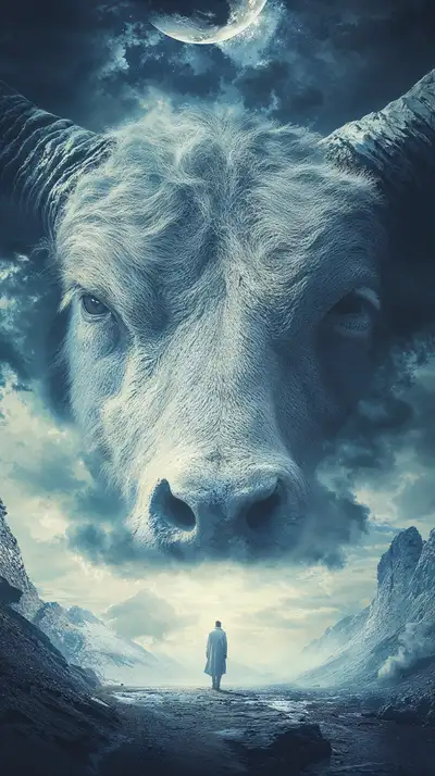 Con Bò Khổng Lồ Huyền Bí - Hình Nền AI Art 4K
