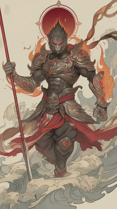 Thần Chiến Đỏ Phong Thủy - Hình Nền AI Art 4K