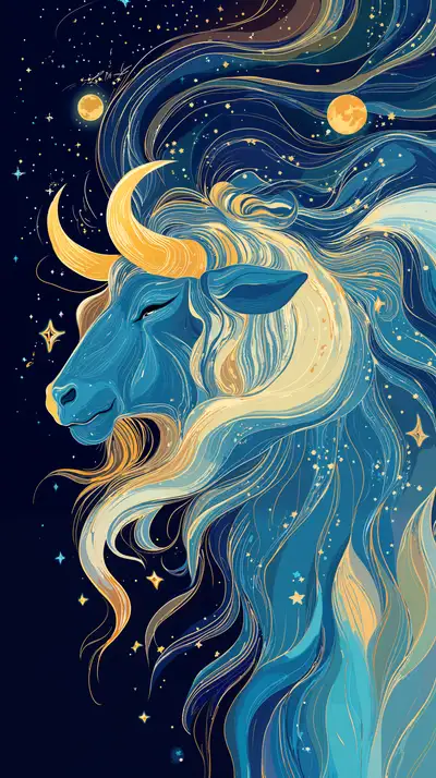 Bò Vàng Phong Thủy Cosmic - Hình Nền AI Art 4K