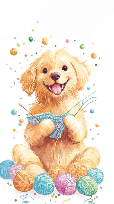 Chó Vàng Dạo Chơi - Hình Nền AI Art Watercolor 4K