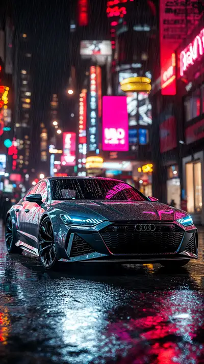 Audi Neon Cyberpunk - Thành Phố Đêm 4K AI Art