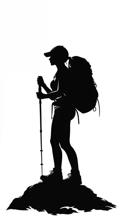 Cô Gái Leo Núi Siluet - Hình Nền AI Art 4K